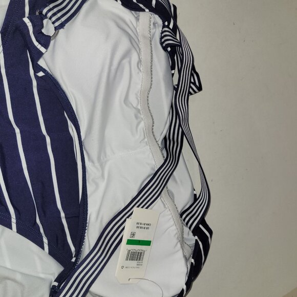 Nautica One Piece Swimsuit DeepSea Stripe Cross Back Straps Size L & XL New - Picture 12 of 15